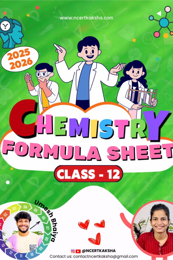 Class 12th Chemistry Formula Sheet (The Best) 2025-2026